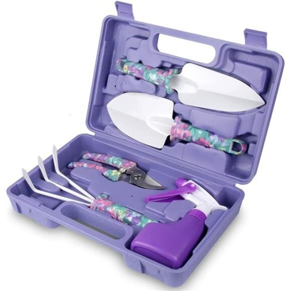 Gardening Tools,5 Pieces Garden Tools with Floral Print, Ergonomic Handle Trowel - Picture 7 of 8